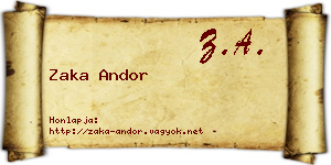 Zaka Andor névjegykártya